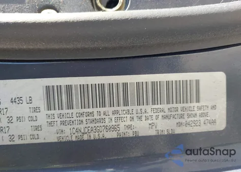 2016 Jeep Compass High Altitude Edition z USA, uszkodzony, nr VIN 1C4NJCEA3GD760965